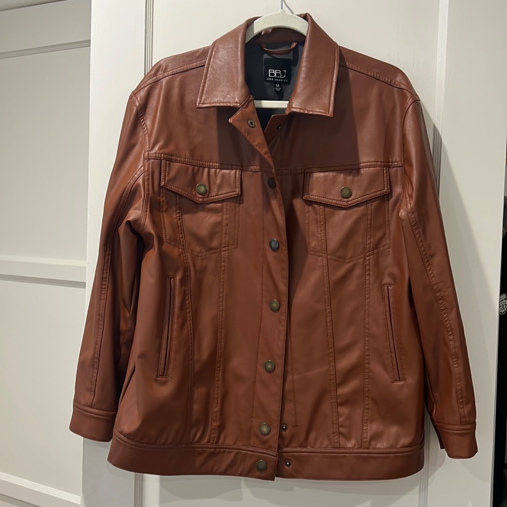 Brown Fake Leather Jacket
